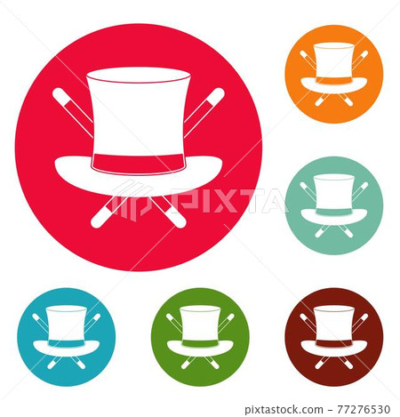 Hat with a stick icons circle set vector Hat with a stick icons circle set vector 77276530