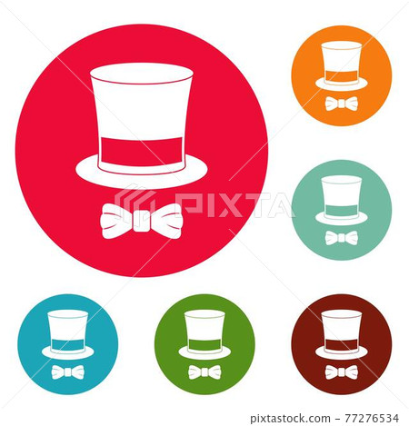 Hat with butterfly icons circle set vector Hat with butterfly icons circle set vector 77276534