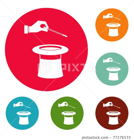 Hat with hand icons circle set vector 77276535
