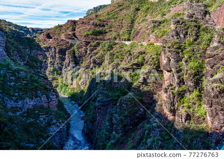 Gorges de Daluis or Chocolate canyon in Provence-Alpes, France. 77276763