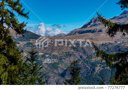 Landscape view of the mountains around Le Bourg d'Oisans in France Landscape view of the mountains around Le Bourg d'Oisans in France 77276777