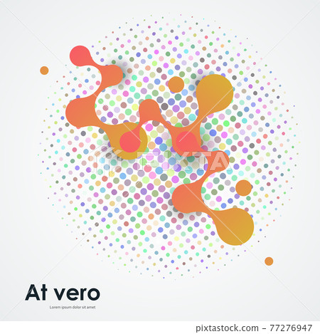 Abstract orange volumetric large molecules with bright circles on white background. Vector template medicine science technology chemistry Abstract orange volumetric large molecules with bright circles on white background. Vector template medicine science technology chemistry 77276947