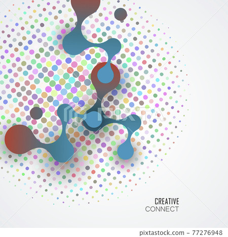 Abstract blue large molecules with bright circles on white background. Modern logotype icon dna Abstract blue large molecules with bright circles on white background. Modern logotype icon dna 77276948