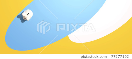 White piggy bank overhead view 77277192