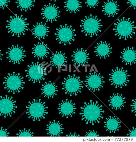 Corona Virus seamless pattern on black... - Stock Illustration ...