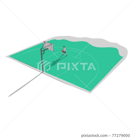 basketball player playing on the court alone hand drawn illustration vector. 77279000