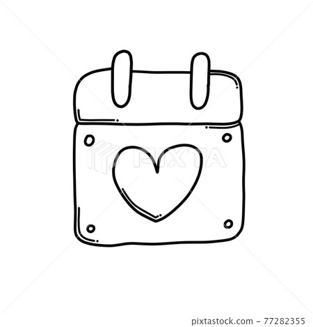 Calendar with love Doodle vector icon. Drawing sketch illustration hand drawn cartoon line eps10 77282355