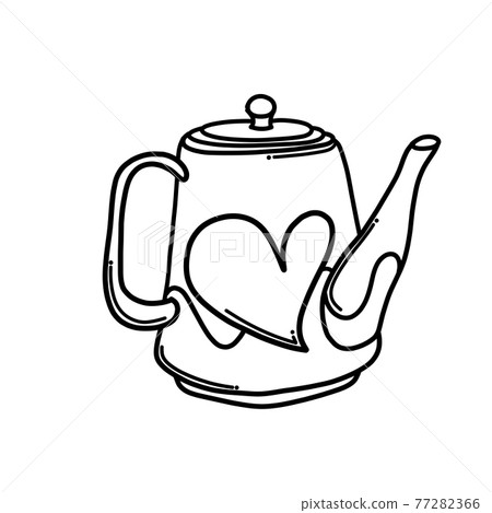 Teapot with heart Doodle vector icon. Drawing... - Stock Illustration  [77282366] - PIXTA