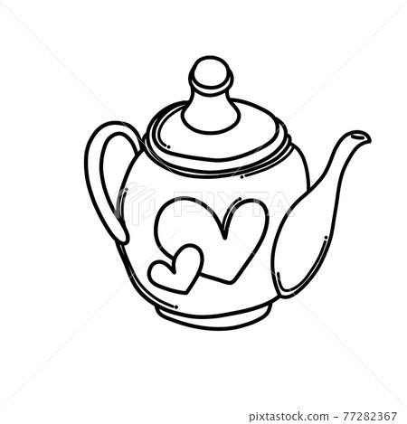 Teapot with heart Doodle vector icon. Drawing... - Stock Illustration  [77282367] - PIXTA