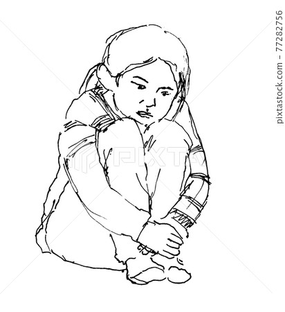 Croquis sitting woman - Stock Illustration [77282756] - PIXTA