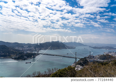 View of the Kanmon Strait from Hinoyama Park, Shimonoseki City, Yamaguchi Prefecture 77284440