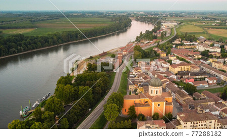 Aerial view of Boretto, Emilia Romagna. Italy 77288182