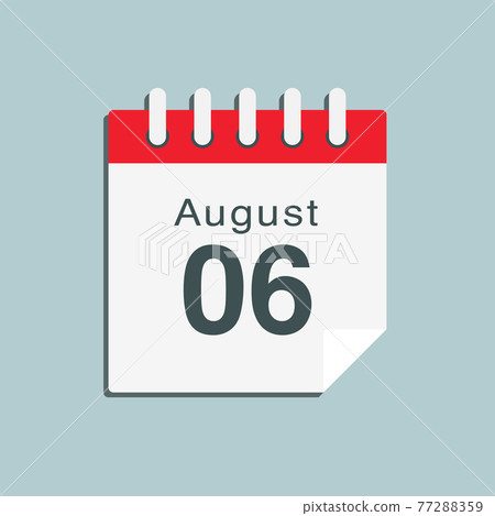 Icon day date 6 August, template calendar page Icon day date 6 August, template calendar page 77288359