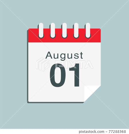 Icon day date 1 August, template calendar page 77288368