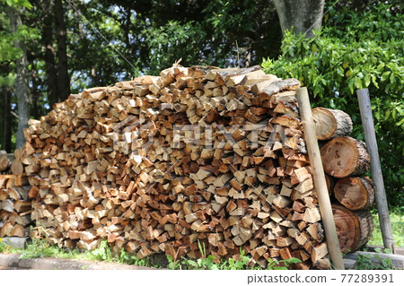 Firewood piled up on the roof Firewood piled up on the roof 77289391