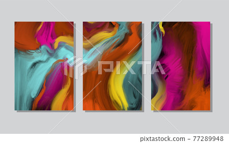 Abstract vector poster with colored oil stains 77289948