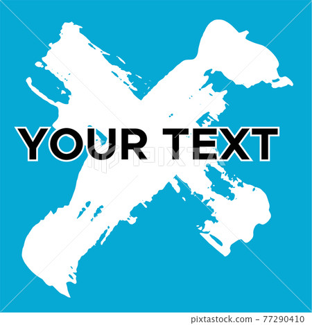 Vector Cross Shape on Blue. White Cross Stamp. Icon, Logo, Banner Design. 77290410
