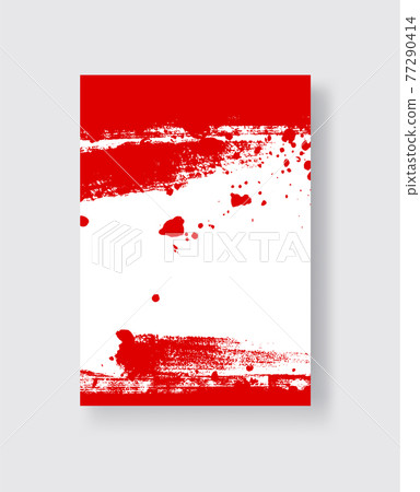 Red ink brush stroke on white background. Japanese style. Red ink brush stroke on white background. Japanese style. 77290414