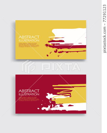 Red white yellow ink brush stroke card on white background. Japanese style. Red white yellow ink brush stroke card on white background. Japanese style. 77291123