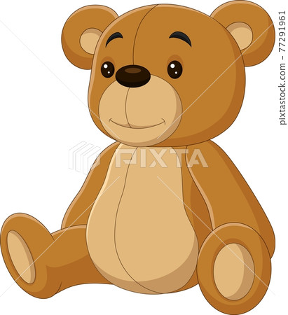 Cartoon cute teddy bear sitting isolated on... - Stock Illustration  [77291961] - PIXTA