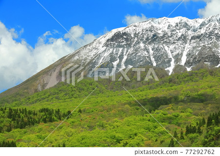 [Tottori Prefecture] Snow-capped Daisen and fresh green as seen from Kagikake Pass 77292762
