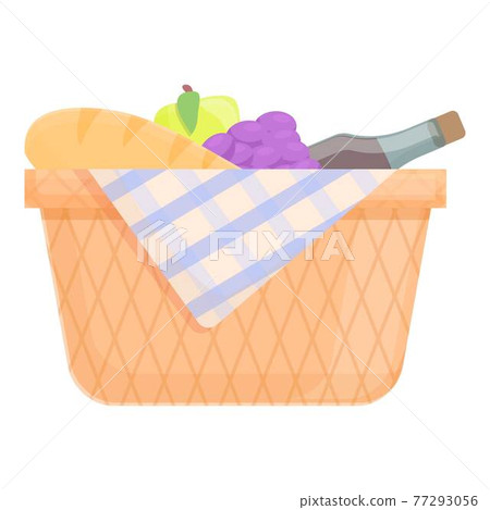 Spring picnic basket icon, cartoon and flat style Spring picnic basket icon, cartoon and flat style 77293056