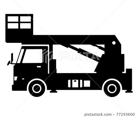Truck aerial work platform black and white silhouette Truck aerial work platform black and white silhouette 77293600