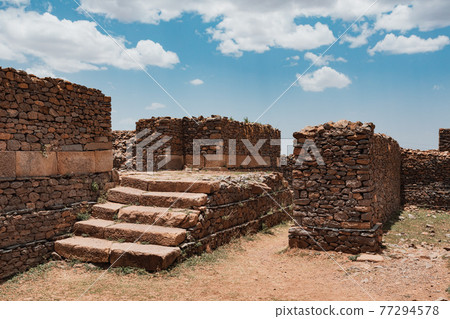 Queen of Sheba palace ruins in Aksum, Axum civilization, Ethiopia. Queen of Sheba palace ruins in Aksum, Axum civilization, Ethiopia. 77294578