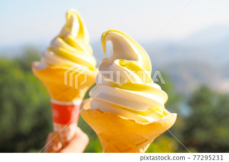 Two soft serve ice cream Two soft serve ice cream 77295231