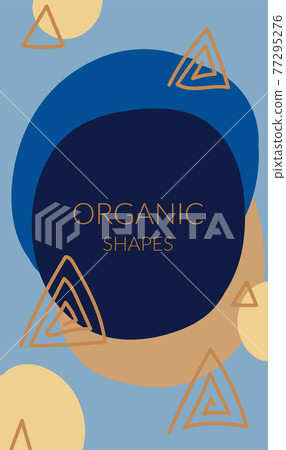 Abstract poster with composition of organic shapes in trendy modern style. Place for text. Smooth lines, spots, shapes. Can be used to decorate covers, postcards, walls. Vector Abstract poster with composition of organic shapes in trendy modern style. Place for text. Smooth lines, spots, shapes. Can be used to decorate covers, postcards, walls. Vector 77295276