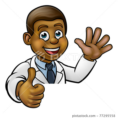 Scientist Cartoon Character Thumbs Up Sign 77295558