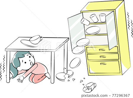 A woman who goes under the table during an earthquake 77296367