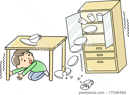A man who goes under the table during an earthquake A man who goes under the table during an earthquake 77296368