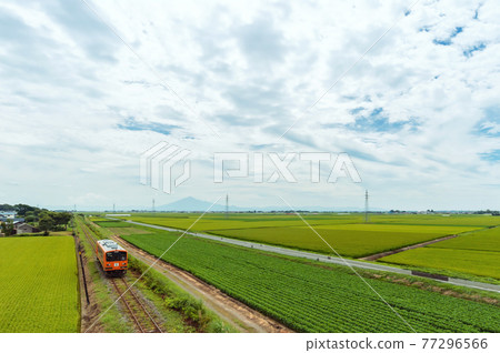 【青森縣津輕地區】日本最北端的私人鐵路津輕鐵路貫穿津輕的稻田 77296566