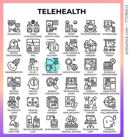 Telehealth concept icons Telehealth concept icons 77296812