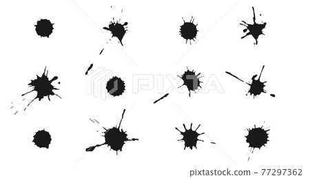 Vector Ink splashes and drops. Set of handdrawn blobs, blots and spatters 77297362