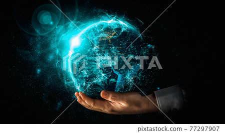 Global network connection covering earth with link of innovative perception 77297907