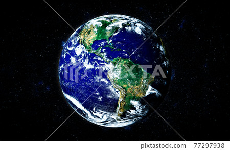 Planet earth globe view from space showing realistic earth surface and world map 77297938