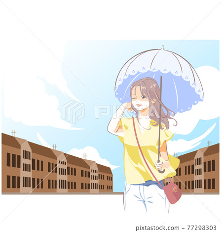 一個女人打著傘 77298303