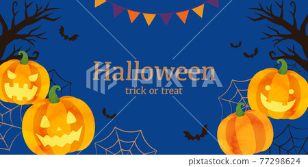 Vector illustration frame background for Halloween pumpkin lanterns and ghosts and bats 77298624