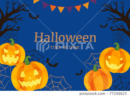 Vector illustration frame background for Halloween pumpkin lanterns and ghosts and bats 77298625