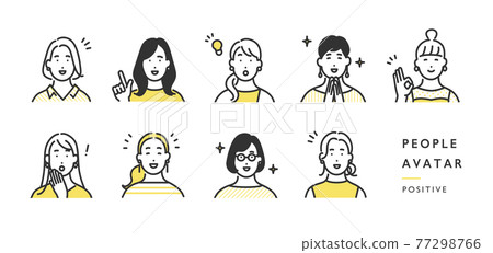 正面正面女性上半身圖標插畫素材 正面正面女性上半身圖標插畫素材 77298766