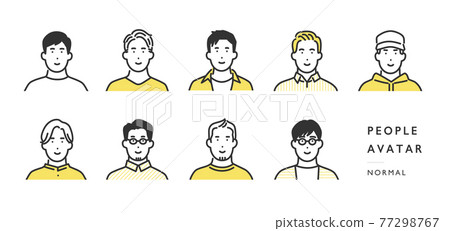Illustration material of male upper body icon 77298767