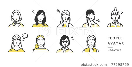 Negative face female upper body icon illustration material 77298769