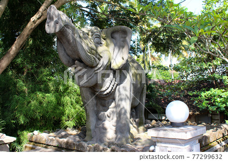 A large elephant made of stone statues on the grounds of Goagasha 77299632