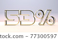 53% 3d glass material surrounded by a golden frame, discount business concept 3d render illustration 77300597