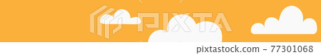 Vector horizontal banner for social networks. White clouds on a yellow background. 77301068