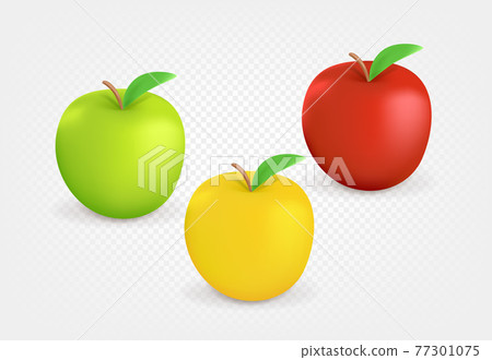 Color apples isolated on transparent background Color apples isolated on transparent background 77301075