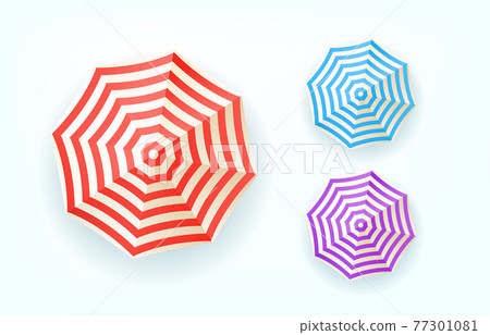 Color umbrellas top view. Vector set isolated om whita background Color umbrellas top view. Vector set isolated om whita background 77301081