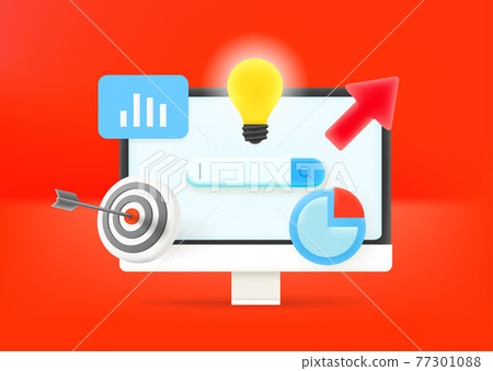 Business optimization concept. Computer with different reports, charts and diagrams Business optimization concept. Computer with different reports, charts and diagrams 77301088